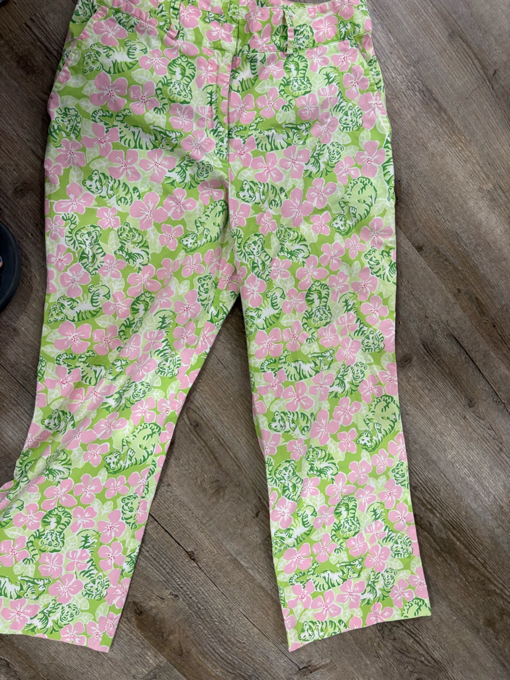 Lilly Pulitzer Pink Floral & Green Tiger Print Kids Leggings